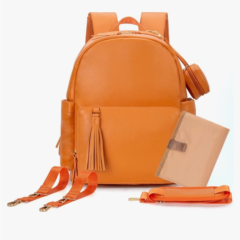Minsong vegan leather diaper bag backpack